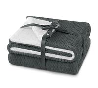 AmeliaHome Couverture Douillette 170 x 210 cm - Aspect Peau d'agneau Sherpa - Anthracite