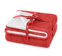 AmeliaHome Couverture douillette 170 x 210 cm avec rembourrage en étoile Sherpa aspect peau de mouton Shleepy Rouge
