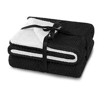 AmeliaHome Couverture Douillette 170 x 210 cm - Délicat matelassé - Aspect Peau d'agneau - Shleepy - Noir
