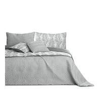 AmeliaHome Couvre-lit 200 x 220 cm - Double Face - Facile d'entretien - Motif Plantes - Gris - Blanc - Tropical Bonaire