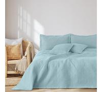 AmeliaHome Couvre-lit 200 x 220 cm - Double Face - Matelassage Ultrasonique - Polyester Ophélia - Bleu Clair