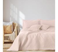 AmeliaHome Couvre-lit 200 x 220 cm - Double Face - Matelassage Ultrasonique - Polyester Ophélia - Rose poudré