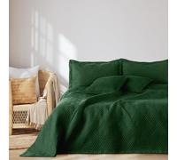AmeliaHome Couvre-lit 220 x 240 cm - Couvre-lit ultrasonique matelassé - Polyester Ophelia - Vert foncé