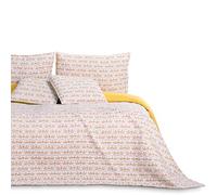 AmeliaHome Couvre-lit 240 x 260 cm Double Face Facile d'entretien matelassé Motif Plantes folkloriques Jaune Blanc Orange folky