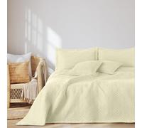 AmeliaHome Couvre-lit 260 x 280 cm - Couvre-lit ultrasonique matelassé - Polyester Ophelia - Crème