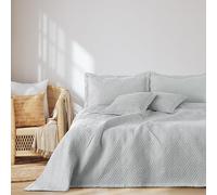 AmeliaHome Couvre-lit 260 x 280 cm - Couvre-lit ultrasonique - Matelassé - Polyester Ophélie - Argenté