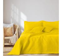AmeliaHome Couvre-lit 260 x 280 cm - Double Face - Surpiqûre ultrasonique - Polyester Ophelia - Jaune