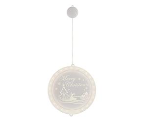 AmeliaHome Décoration de fenêtre LED en acrylique - Éclairage de Noël - Fonctionne avec piles - Rond - Merry Christmas