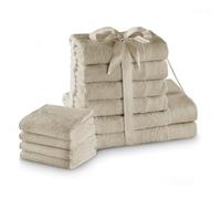 AmeliaHome Ensemble de Serviettes Beige 4 Serviettes d'invité 30 x 50 cm, 4 Serviettes 50 x 100 cm et 2 Serviettes de Bain 70 x 140 cm, 100 % Coton de qualité, Absorbant, Cappuccino Amari