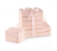 AmeliaHome Ensemble de Serviettes Rose Clair 4 Serviettes d'invité 30 x 50 cm, 4 Serviettes 50 x 100 cm et 2 Serviettes de Bain 70 x 140 cm, 100% Coton de qualité, Absorbant, Rose Amari