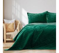 AmeliaHome Laila Velvet Couvre-lit Polyester Vert 170 x 270 cm