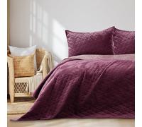 AmeliaHome Laila Velvet Couvre-lit Polyester Violet 170 x 270 cm