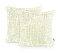 AmeliaHome Lot de 2 Housses de Coussin décoratives Bati Ecru 45 x 45 cm