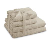 AmeliaHome Lot de 2 Serviettes de Bain Beige 50 x 100 cm et 2 Serviettes de Bain 70 x 140 cm 100% Coton Absorbant Cappuccino Amari