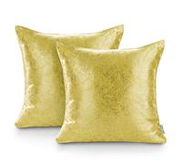 AmeliaHome Lot de 2 taies d'oreiller 45 x 45 cm - Fermeture éclair Scintillante - Veras Jaune argenté