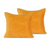 AmeliaHome Taies d'oreiller en Velours, Polyester, Laila Jaune Miel, 45 x 45 cm, 2 Stück