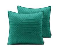 AmeliaHome Lot de 2 taies d'oreiller 45 x 45 cm - Vert Clair foncé - en Polyester Softa