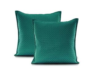 AmeliaHome Lot de 2 taies d'oreiller 45 x 45 cm Vert foncé Fermeture d'hôtel Motif Carmen