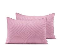 AmeliaHome Lot de 2 taies d'oreiller 50 x 70 cm, Rose et Gris