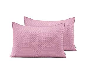 AmeliaHome Lot de 2 taies d'oreiller 50 x 70 cm, Rose et Gris