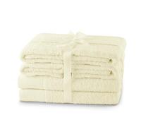 AmeliaHome Lot de 4 Serviettes 50 x 100 cm et 2 Serviettes de Bain 70 x 140 cm 100% Coton Absorbant Crème Amari