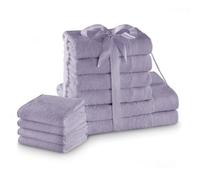 AmeliaHome Lot de 4 Serviettes d'invité Violettes 30 x 50 cm, 4 Serviettes de 50 x 100 cm et 2 Serviettes de Bain 70 x 140 cm, 100% Coton, qualité absorbante, Violet Amari