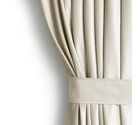 AmeliaHome Lot de Rideaux H 245 x l 140 cm avec embrasses 54 x 10 cm - Aspect Velours Beige Clair - 1 pièce - Rideau Semi-occultant - Décoration de fenêtre - Rideau décoratif