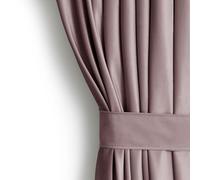 AmeliaHome Lot de Rideaux H 245 x l 140 cm avec embrasses 54 x 10 cm - Aspect Velours Beige foncé - 1 pièce - Ruban fronceur - Ruban ondulé - Velours - Rideau occultant - Décoration de fenêtre -