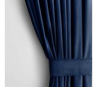 AmeliaHome Lot de rideaux H 270 x l 140 cm avec embrasses 54 x 10 cm - Aspect velours - Indigo - 1 pièce - Ruban fronceur à bande ondulée - En velours semi-occultant - Décoration de fenêtre - Rideau