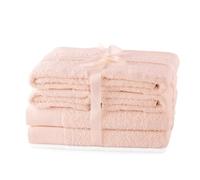 AmeliaHome Lot de Serviettes de Toilette Rose Clair - 4 Serviettes de Toilette de 50 x 100 cm et 2 Serviettes de Bain de 70 x 140 cm - 100% Coton - Absorbantes - Rose Amari