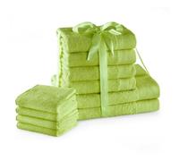 AmeliaHome Lot de Serviettes de Toilette Vert Clair 4 Serviettes d'invité 30 x 50 cm, 4 Serviettes 50 x 100 cm et 2 Serviettes de Bain 70 x 140 cm 100% Coton Absorbant de qualité Vert céladon Amari
