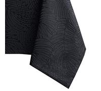 AmeliaHome Nappe de Table Effet Lotus déperlant Polyester Noir Gaia 100x100 cm Ronde