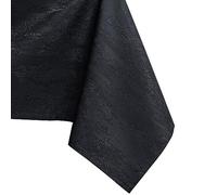 AmeliaHome Nappe de Table Effet Lotus déperlant Polyester Noir Vesta 80x80 cm