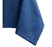 AmeliaHome Nappe Effet Lotus déperlant Polyester Bleu Foncé Gaia 120x160 cm Ovale