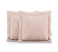 AmeliaHome Ophelia Lot de 2 taies d'oreiller Double Face surpiquées ultrasoniques Rose poudré 45 x 45 cm
