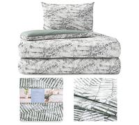 AmeliaHome Parure de lit 2 pièces 135 x 200 cm avec 1 taie d'oreiller 80 x 80 cm 100% Coton Fermeture éclair Averi Motif géométrique Belize