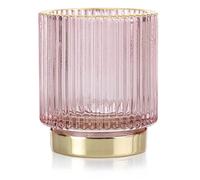 AmeliaHome Photophore en Verre 7 x 8 cm Pompey Rose Poudre Or