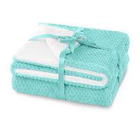 AmeliaHome Plaid 220 x 240 cm - Matelassé - Aspect Peau d'agneau - Sherpa - Turquoise