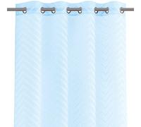 AmeliaHome Rideau 140 x 270 cm 1 pièce Semi-Transparent à œillets Broderie Molisa Bleu Ciel