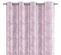 AmeliaHome Rideau Aspect Velours 140 x 245 cm 1 pièce Rideau à œillets en Velours Décoration de fenêtre Motif Feuilles Silverleaves Rose poudré Argent