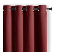 AmeliaHome Rideau Oeillets Occultant Polyester Rouge Foncé 140 x 270 cm