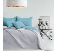 AmeliaHome Softa Couvre-lit Bleu Gris 260 x 280 cm