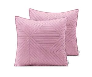 AmeliaHome Softa Lot de 2 taies d'oreiller 45 x 45 cm Rose Gris