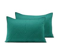 AmeliaHome Ultrasonic Lot de 2 taies d'oreiller 50 x 70 cm Vert Clair et Vert foncé