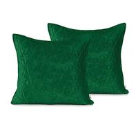AmeliaHome Velvet Taies d'oreiller, Polyester, Laila Vert, 2 45 x 45 cm