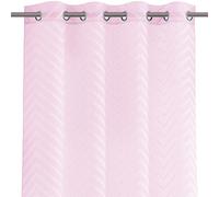 AmeliaHome Voilage 140 x 270 cm - 1 pièce - Rideau Semi-Transparent à œillets - Broderie Molisa - Rose