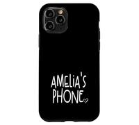 Amelia's Phone Nom personnalisé Amelia Blanc Noir Coque pour iPhone 11 Pro