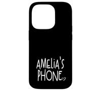 Amelia's Phone Nom personnalisé Amelia Blanc Noir Coque pour iPhone 14 Pro