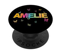 Amelie - Un Beau nom avec des Papillons. PopSockets PopGrip Adhésif