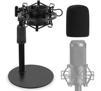 Amélioration AT2020 Support de Microphone de Table avec Support Antichoc et Bonnette Anti-vent sus Mousse pour Audio Technica AT2020 AT2020USB+ AT2035 ATR2500 Microphone à Condensateur.[J533]